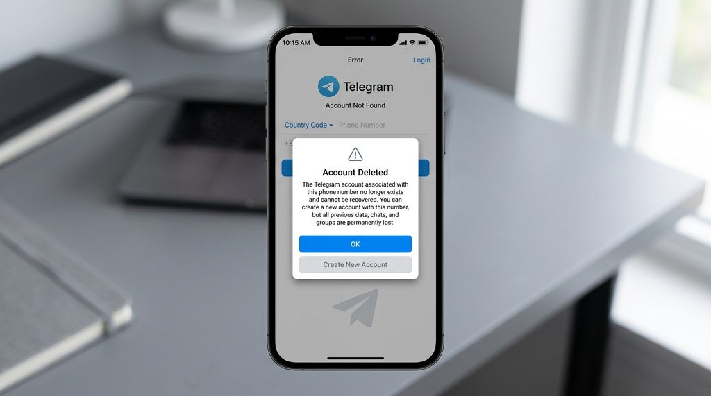 一个清空的纸飞机应用登录界面,背景为简约的灰色调,突出“账号不存在”的提示弹窗,写实风格