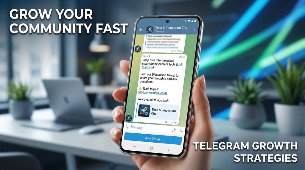 一个清晰的智能手机屏幕界面,展示纸飞机频道内通过蓝色文字链接引导用户加入群组的界面,风格简约科技感