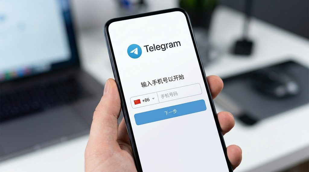 纸飞机软件手机验证页面,显示输入国家代码和手机号的交互界面,简洁设计风格