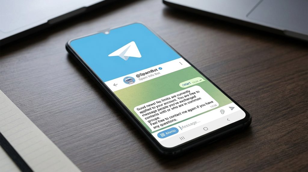 纸飞机软件内的聊天机器人界面,手机屏幕显示对话框,用户输入指令,机器人正在回复状态提示